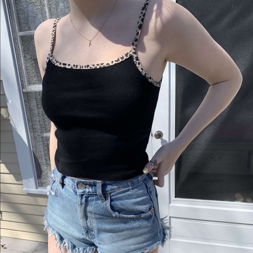 Brandy Melville black cheetah/Leopard tank